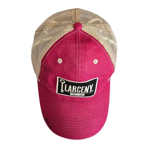 Larceny Bourbon Liquor Adjustable Baseball Cap Trucker Hat Red Tan - Picture 6 of 8